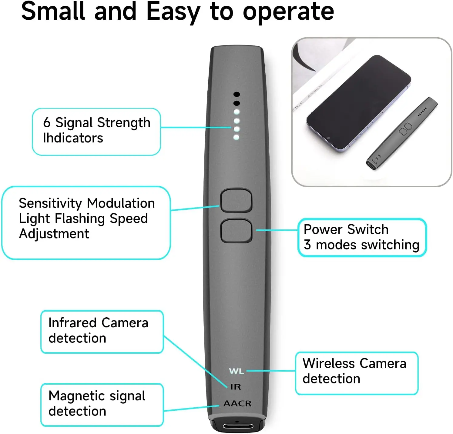 

Детектор скрытой камеры - антишпион/устройства прослушивания/GPS-трекер/детектор. Беспроводной сканер сигнала с вибрацией и звуковой сигнализацией