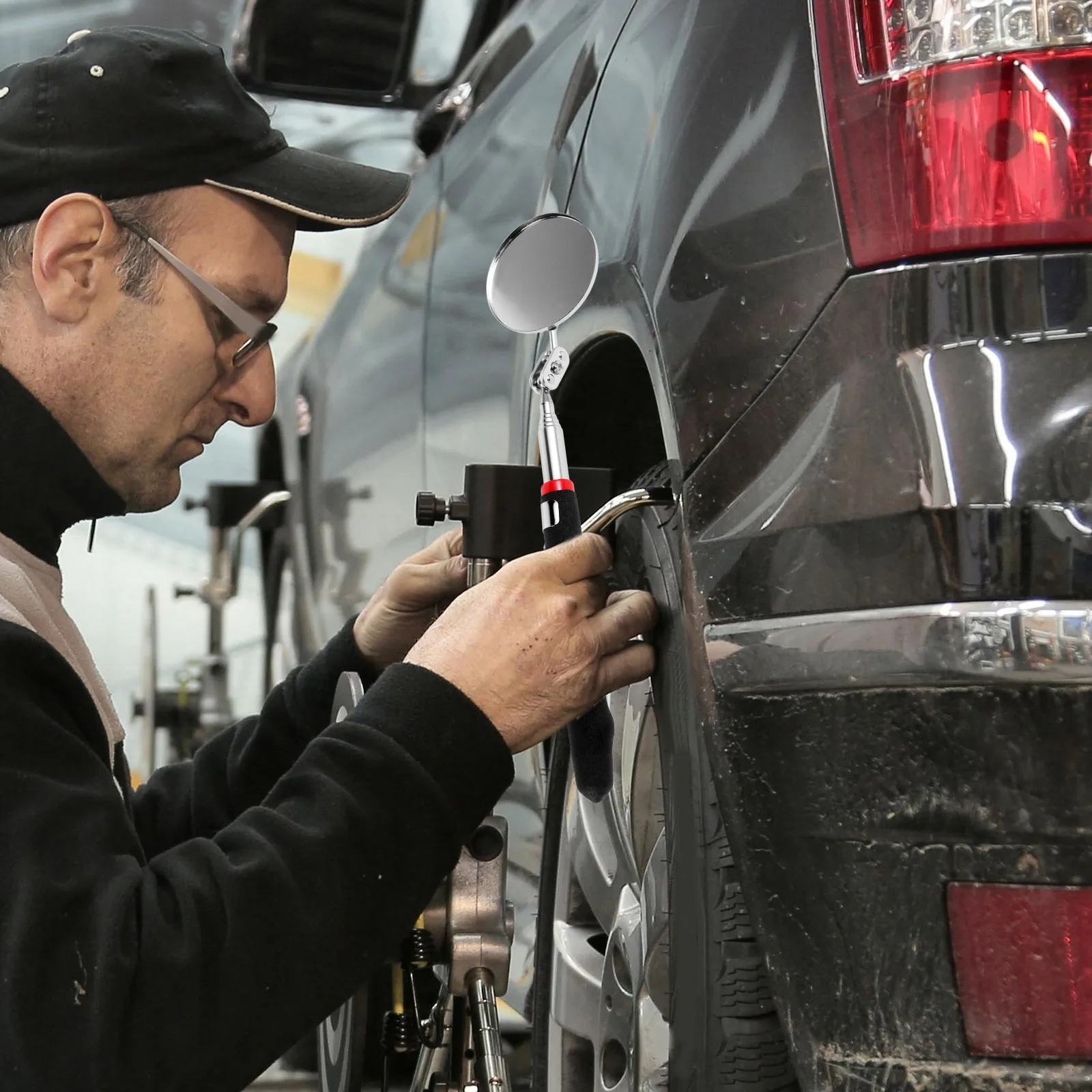 

1Set Inspection Mirror Telescoping Magnetic Sweeper Tool Durable Stainless Steel Practical Automotive Repair Inspection Mirror