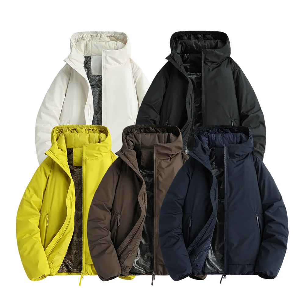 

Thermal Cotton Jacket for Men Outdoor Casual Windproof Waterproof Hooded Thickened Fashion Urban Style Zipper Closure Standar...
