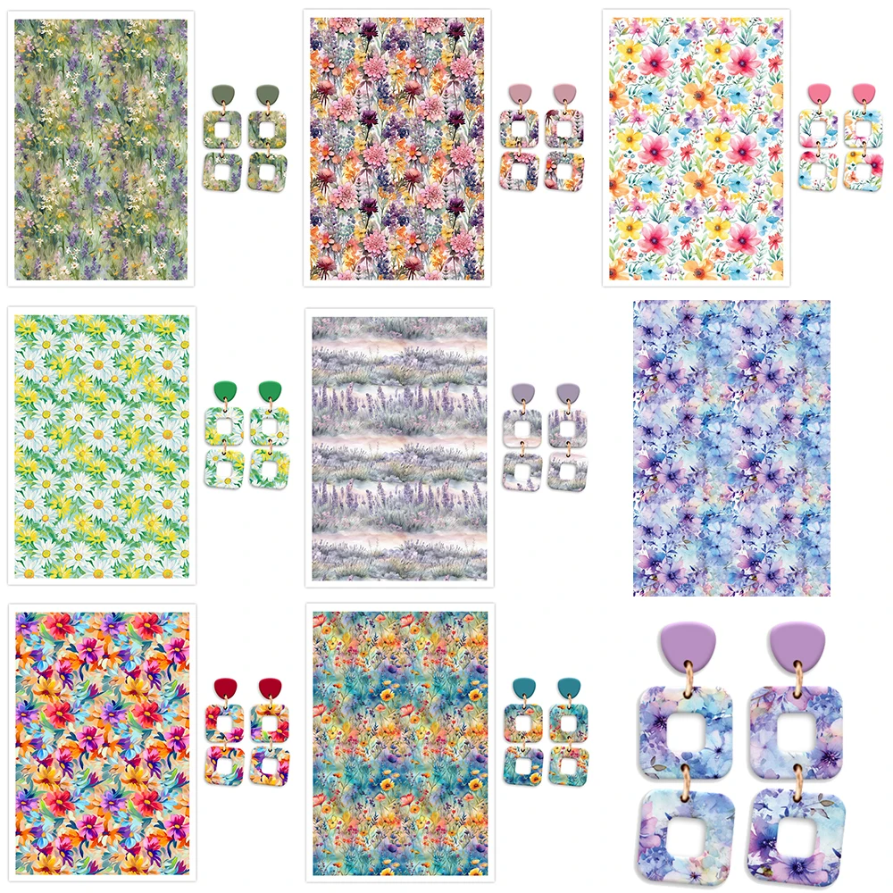 

Oil Painting Floral Daisy Lavender Pattern Soft Ceramic Earrings Water Soluble Disposable Sticker for Diy Jewelry Making Decal