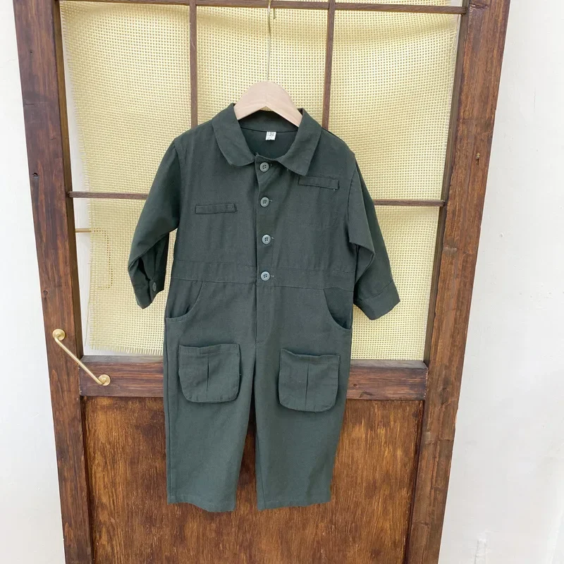 456  Spring Unisex Boys Girls Overalls Kids Fashion Loose Trousers Korean Style Children Long Sleeve Jumpsuit Toddler Clothes