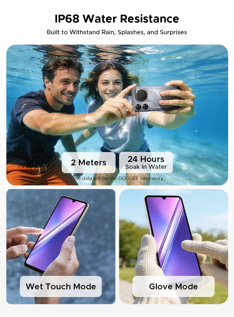 DOOGEE M30 Ai Smartphone 6.88" IP68 Waterproof Android 16 8000mAh Battery 48GB RAM (6+42) 256GB ROM 64MP Camera Widevine L1 Google Pay Supports with 135dB Large Amplitude Speaker