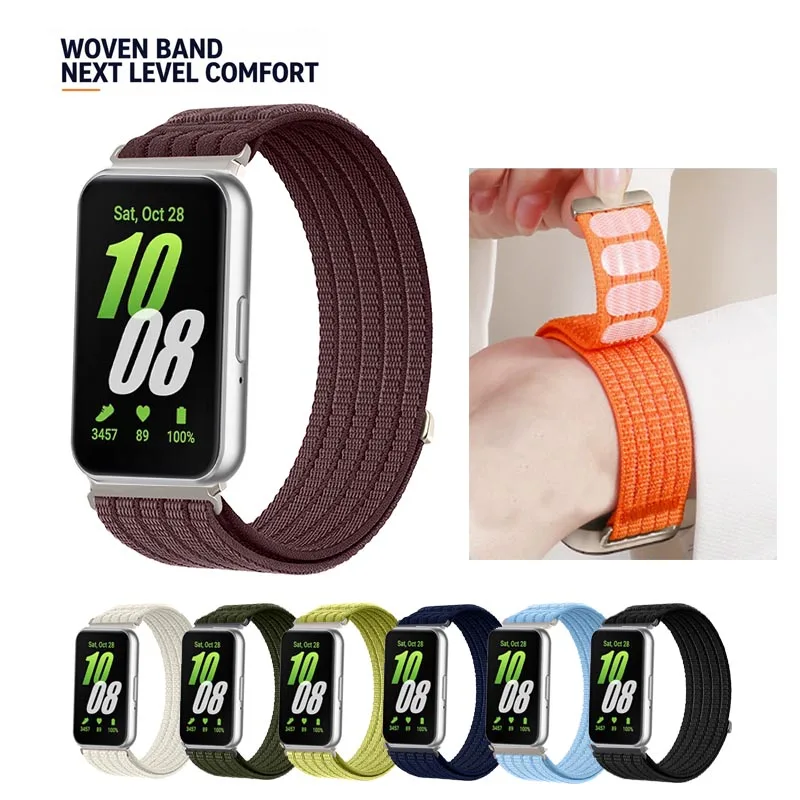 Breathable Sport Nylon Loop Strap+Connector For Samsung Galaxy Fit 3 SM-R390 Velcro Band