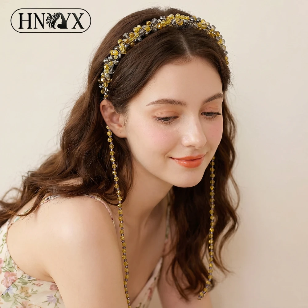 

HNYYX Elegant Crystal Beaded Headband Trendy Bridal Headpiece Women Wedding Evening Party Hair Accessories YXA11