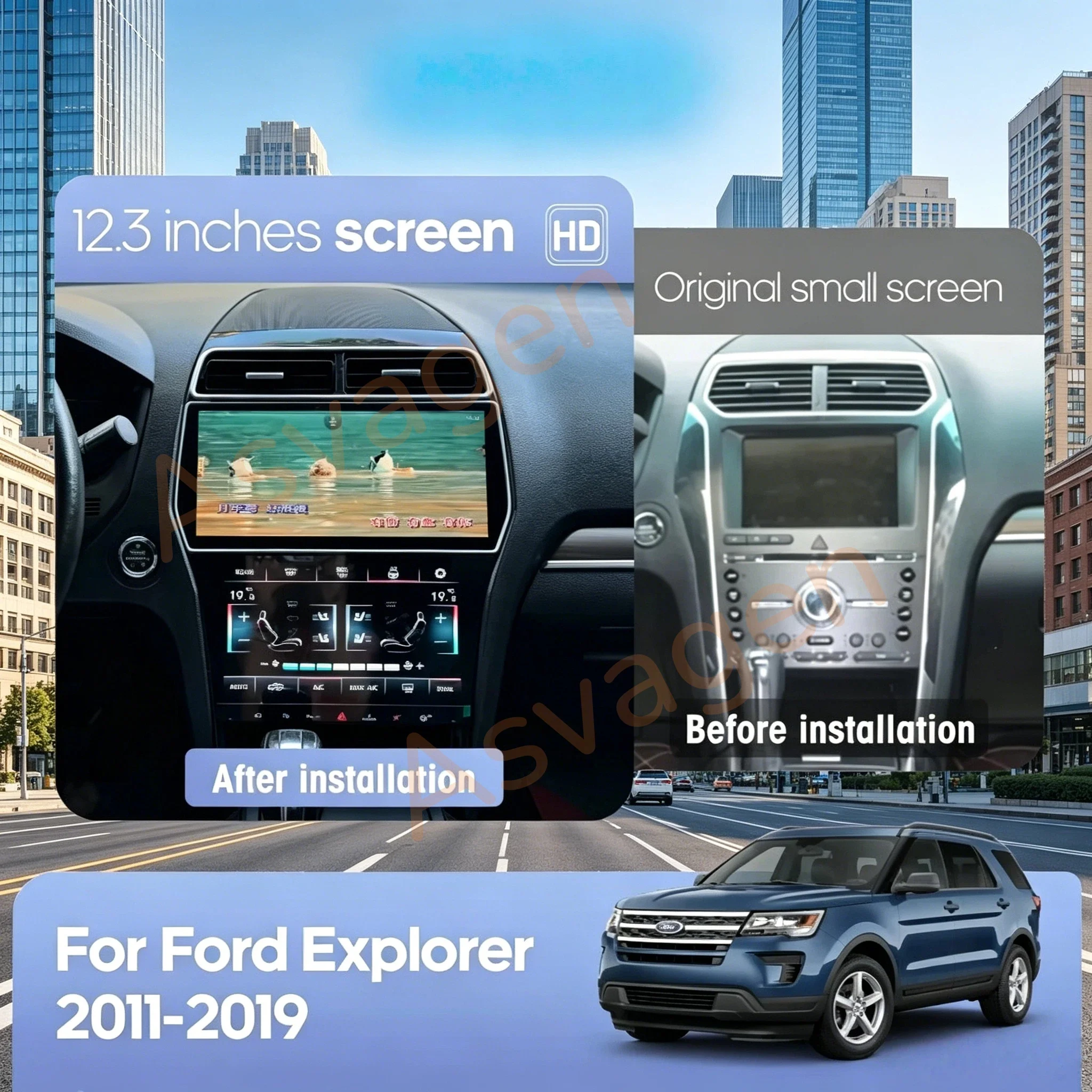 12.3 Inch 8Core 8+128G Android 15 4G AC Screen CarPlay GPS Navigation Radio Multimedia Video Player For Ford Explorer 2011-2019