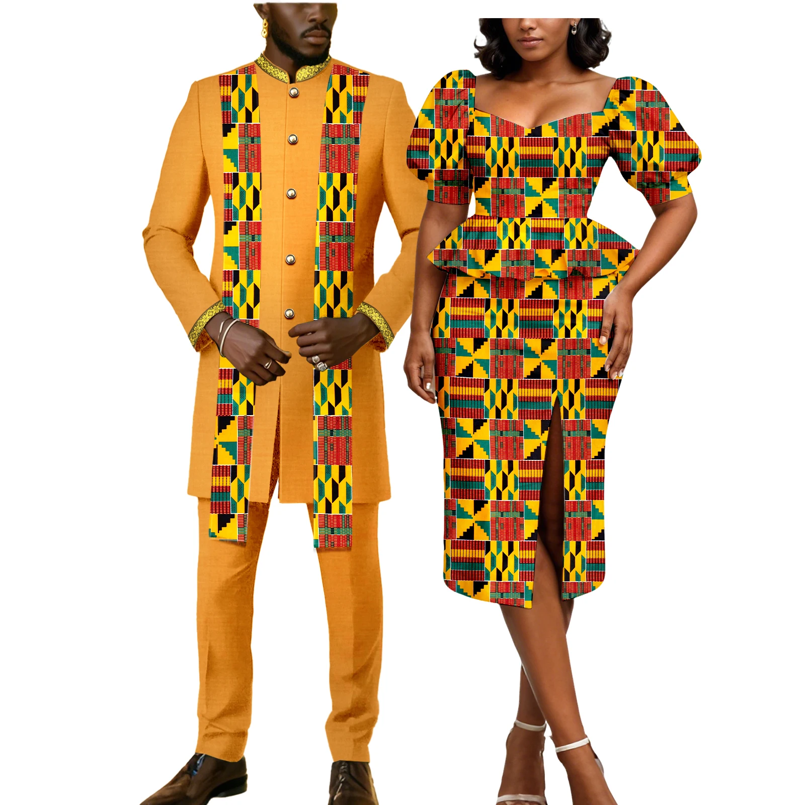 Conjunto de roupas de casal africano combinando feminino ancara roupas formais kente impressão terno ou masculino dashiki outfit jaqueta e calças