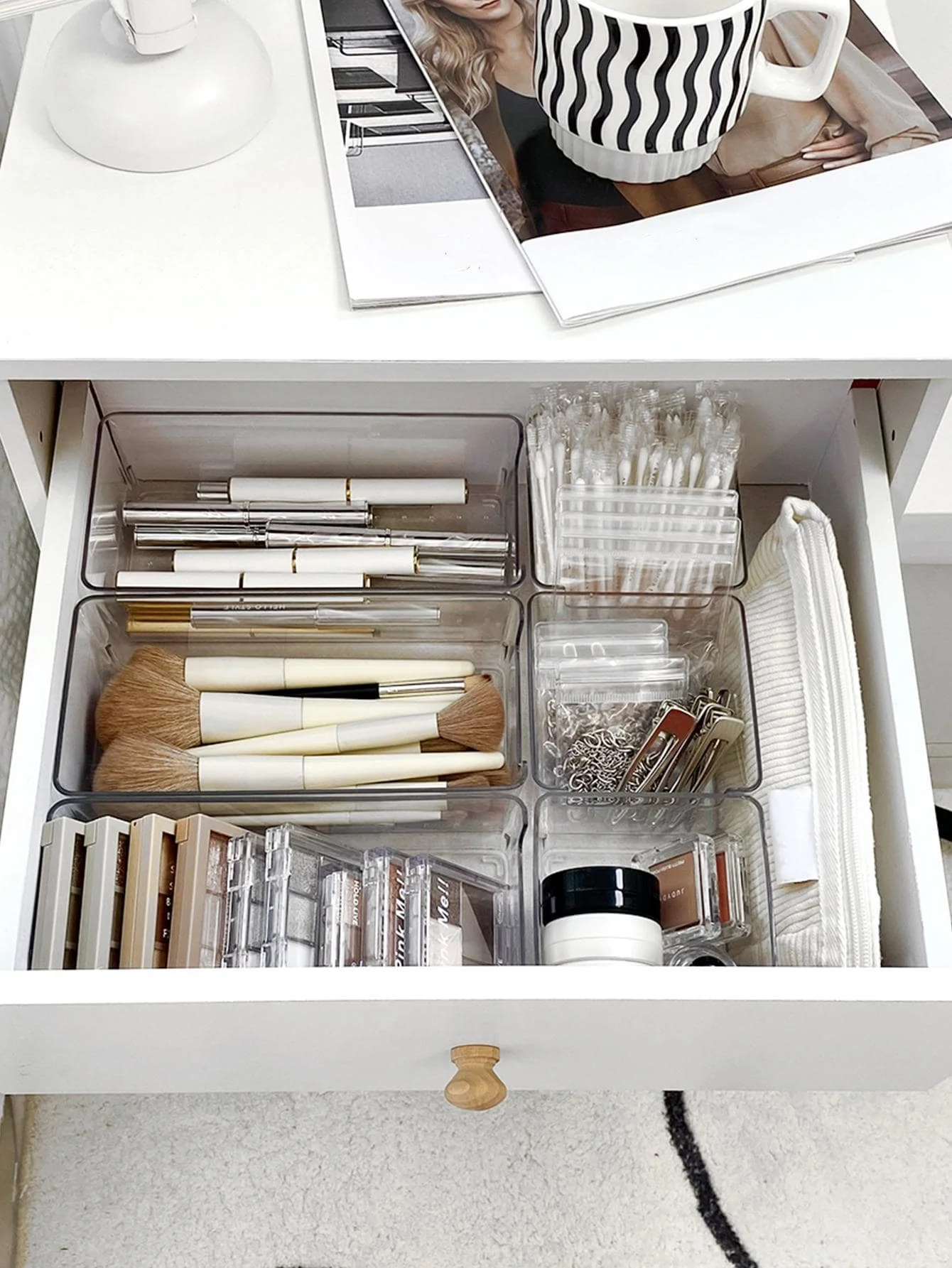 

6pcs Clear PET Cosmetic Organizer Set - Modern Bedroom/Home Fall Decor Storage Box