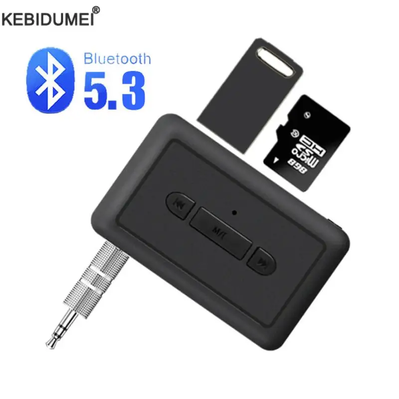 Transmetteur récepteur bluetooth 5.3, adaptateur jack 3.5mm, support disque u, carte TF pour voiture, musique audio, récepteur mains libres pour