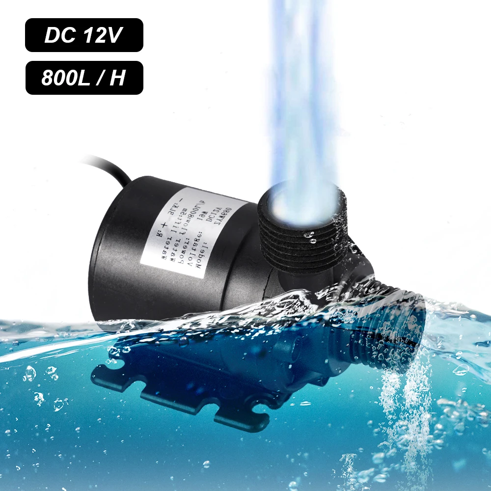 50W 800L/H Brushless Solar Power Water Pump Set Ultra-quiet Submersible Water Pump Motor Fish Pond Garden Fountain Decoration