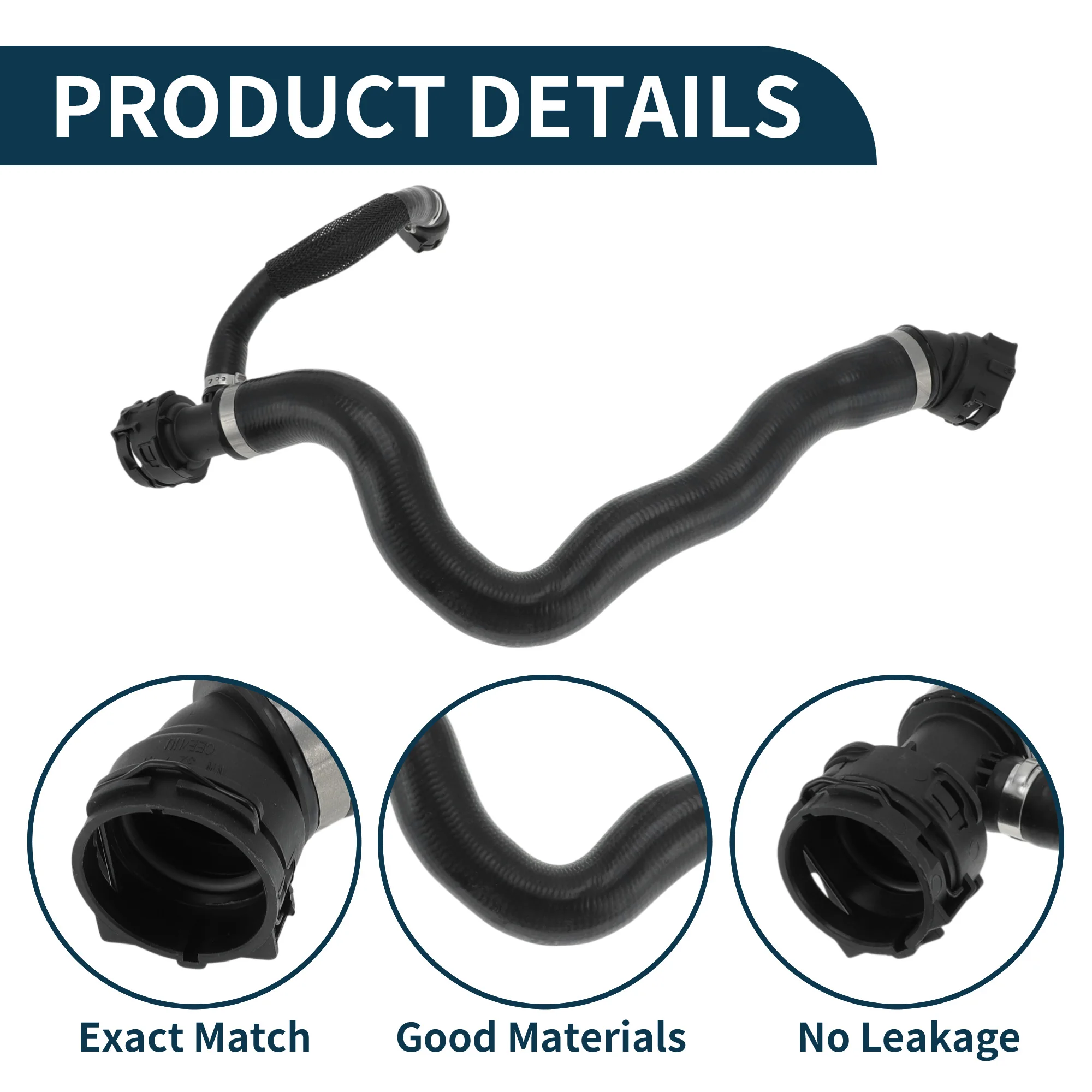 UXCELL ラジエーターホース ヒーターホース ラジエーター出口ホースパイプ BMW X4 -22用 No.17129797615 ゴム製冷却液パイプ ブラック 1個