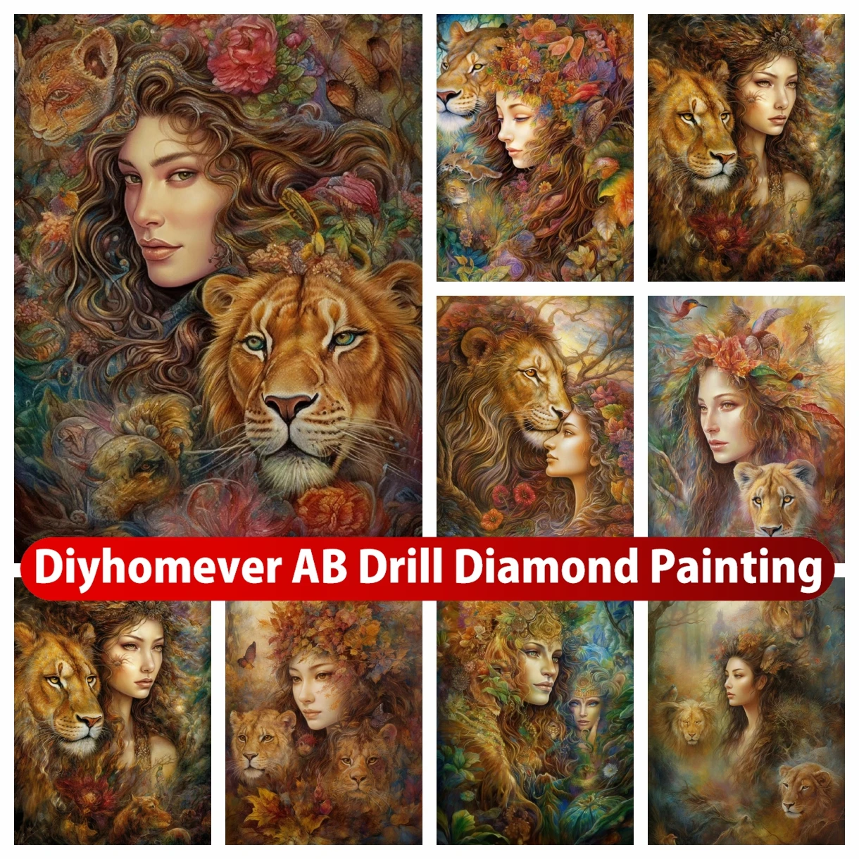 

Lion and Beauty 5D DIY AB Diamond Painting Embroidery Fantasy Animal Landscape Art Cross Stitch Mosaic Home Decor Gift 2023 New