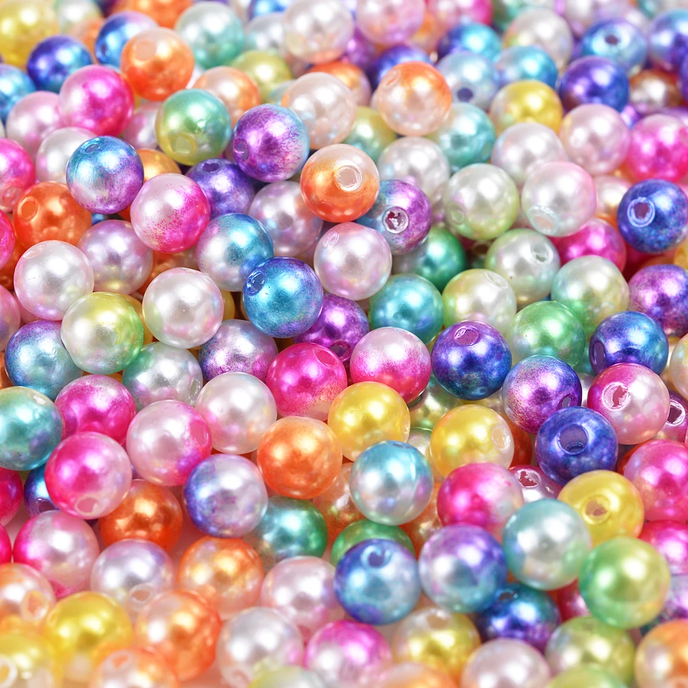 100 Stück Bunte Glänzende ABS-Kunststoffperlen Gemischte Farben Lose Abstandsperlen für Schmuckherstellung DIY Armband Halskette Bastelbedarf – Detail 1