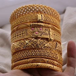 Round Flower Shape Gold Color Bangles for Women Men Algerian Wedding Bracelets 2.36 Long Chain French Jewelry