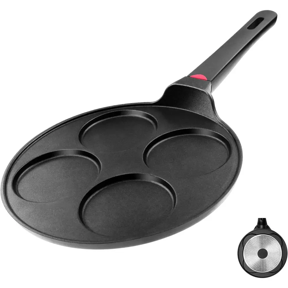 

Сковорода для блинов с антипригарным покрытием, 10,5 дюймов, мини-сковорода для блинчиков/круассанов/яичницы, 4 формы, 100% антипригарное покрытие POA