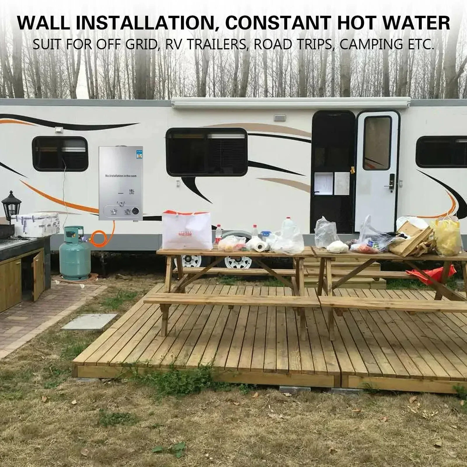 Sihao 6L 8L10L 12L 16L18L LPG Hot Water Heater Instant Continuous Gas Boiler Butane Propane Gas Boiler Heater for Camping Outdoo