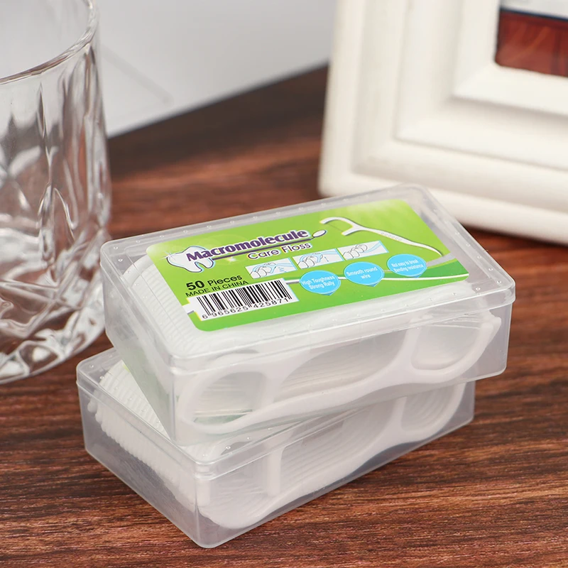 50Pc 1Box Dental flosser Dental Floss Flosser Oral Hygiene Care Pick Tooth Cleaning Interdental Pick