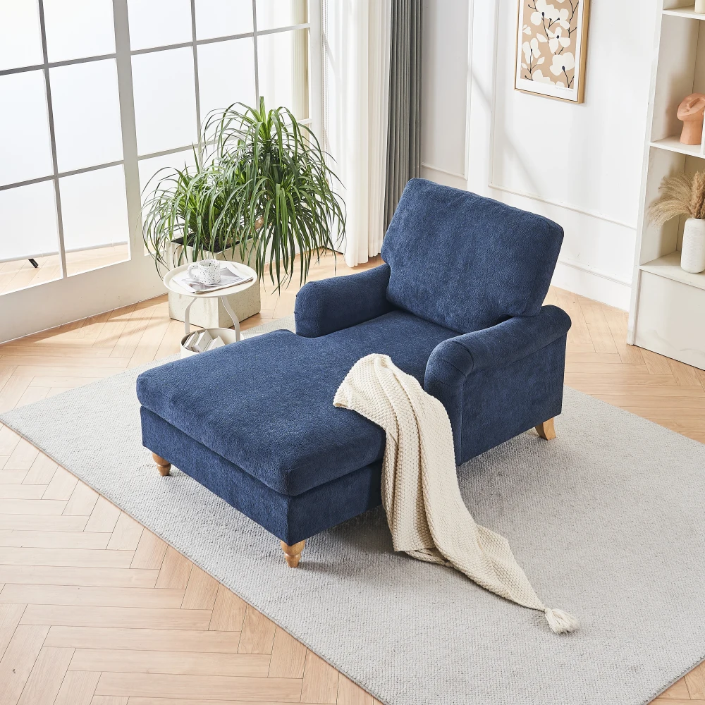 

Modern Mid-Century Indoor Oversized Chaise Lounger Comfort Sleeper Sofa with Soild Wood Legspromote sales