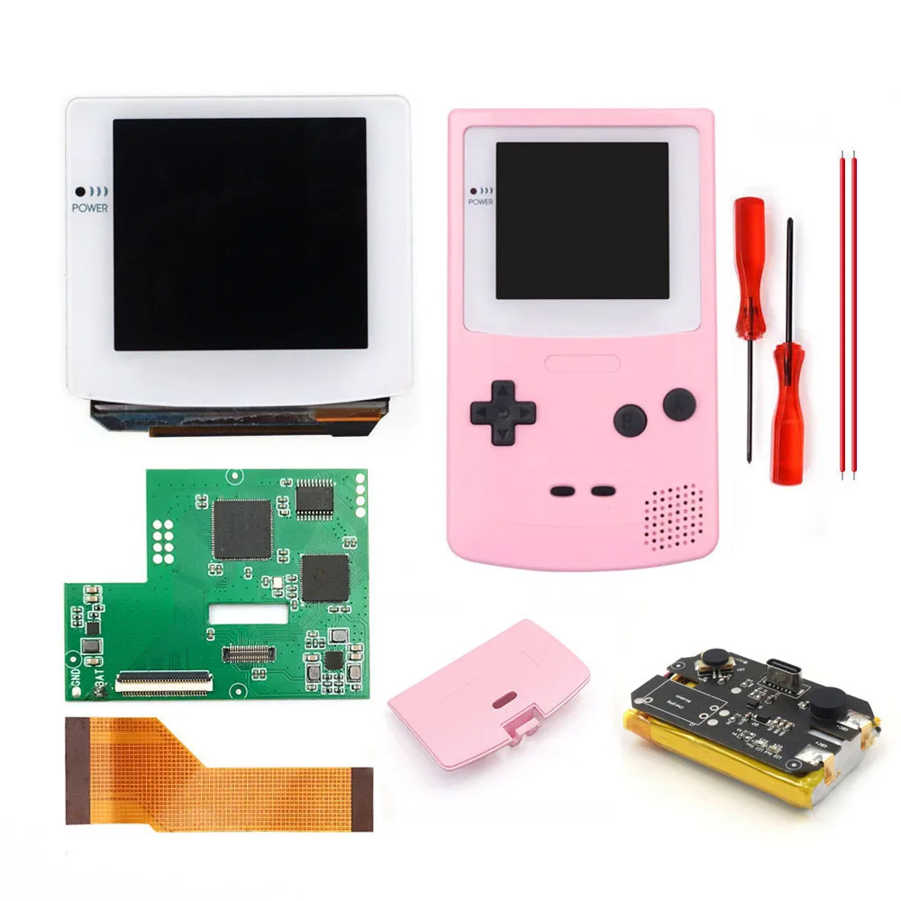 White Touch AMOLED OLED Laminated Type C Rechargeable Kit+Shell Housing For GameBoy Color CBC Easy Install Build in OSD Menu