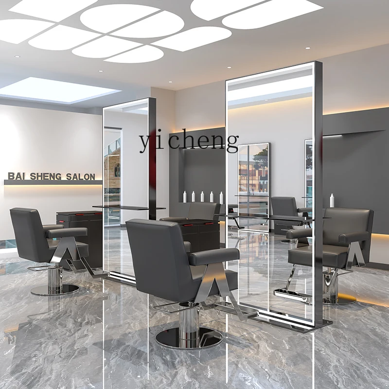 TQH salon hair salon mirror table single and double-sided hair cutting floor mirror hair salon special high-end barber