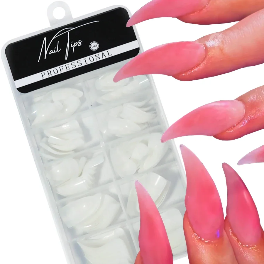 

100Pcs Artistic Eagle Claw False Nail Extensions Fashionable Nail Art Fake Nails for Stylish Nail Design