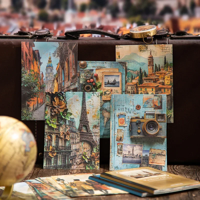 30 ชิ้นทิวทัศน์ลอนดอน Retro วัสดุกระดาษเดินทางเดินโน้ตบุ๊คคู่มือ Collage การเขียนแผ่น Wanderer's Diary Notes