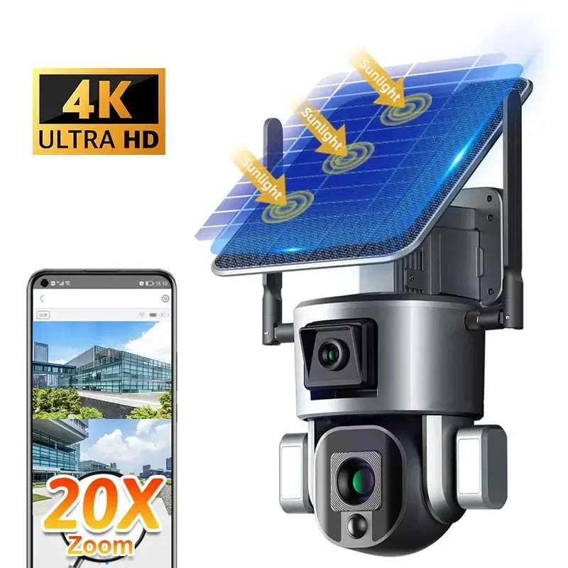 

Солнечная уличная камера с функцией обнаружения звука, Wi-Fi, встроенной солнечной панелью, 1080P, беспроводная, с отслеживанием, водонепроницаемая