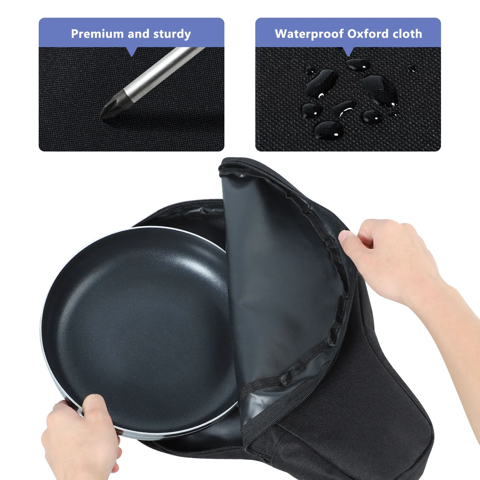 

1pc Camping Cookware Storage Organizer Waterproof Oxford Cloth Portable Pan Holder For Outdoor Hiking Picnic Cooking Utensils
