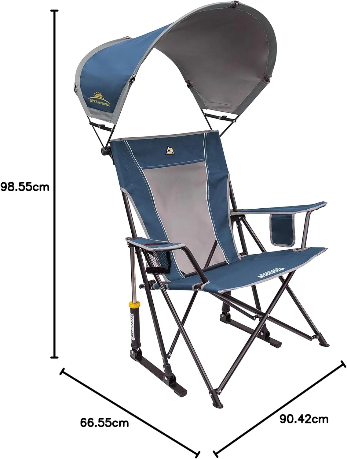 Cadeira de balanço externa Sunshade Rocker com dossel