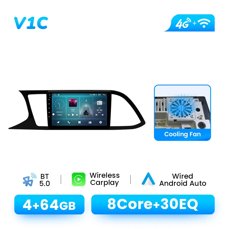 9" Android14 Autoradio voor Seat Leon MK3 2012-2020 | Draadloze CarPlay GPS 4G Wifi DSP AI Voice Plug en Play Multimedia