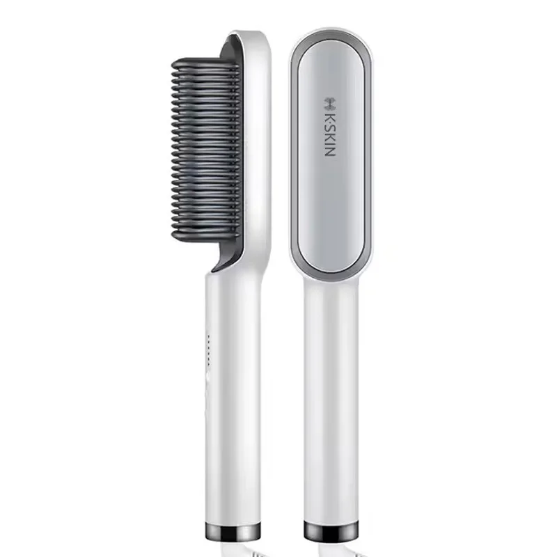 Hair Straightener Curler Hot Comb Brush 2in1 Ionic PTC Ceramic Fast Heating Beard Straightening Brush Anti-Scald Hair Styling - view 3