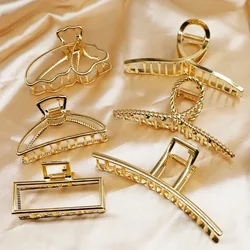 New Fashion Simple Gold Hair Claw Clip Butterfly Geometric Elegant Hair Clip Claw Clamp for Girls Headwear Women Hair Accessorie