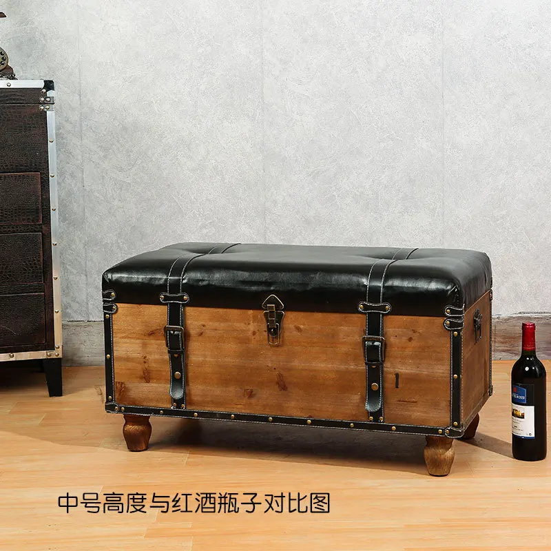 Industrial style shoe changing stool, storage stool, storage box, suitable for sitting, fitting room, long sofa stool