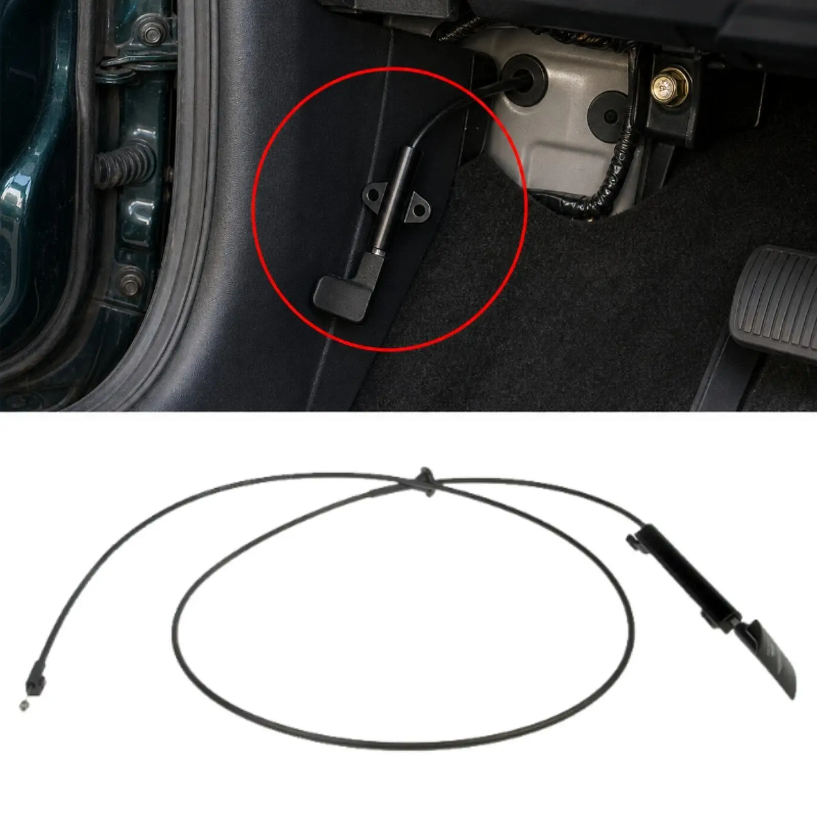 High Performance Hood Release Cable Paint Finish Durable Engine Accessory for Ford Mustang 1994 to 2004