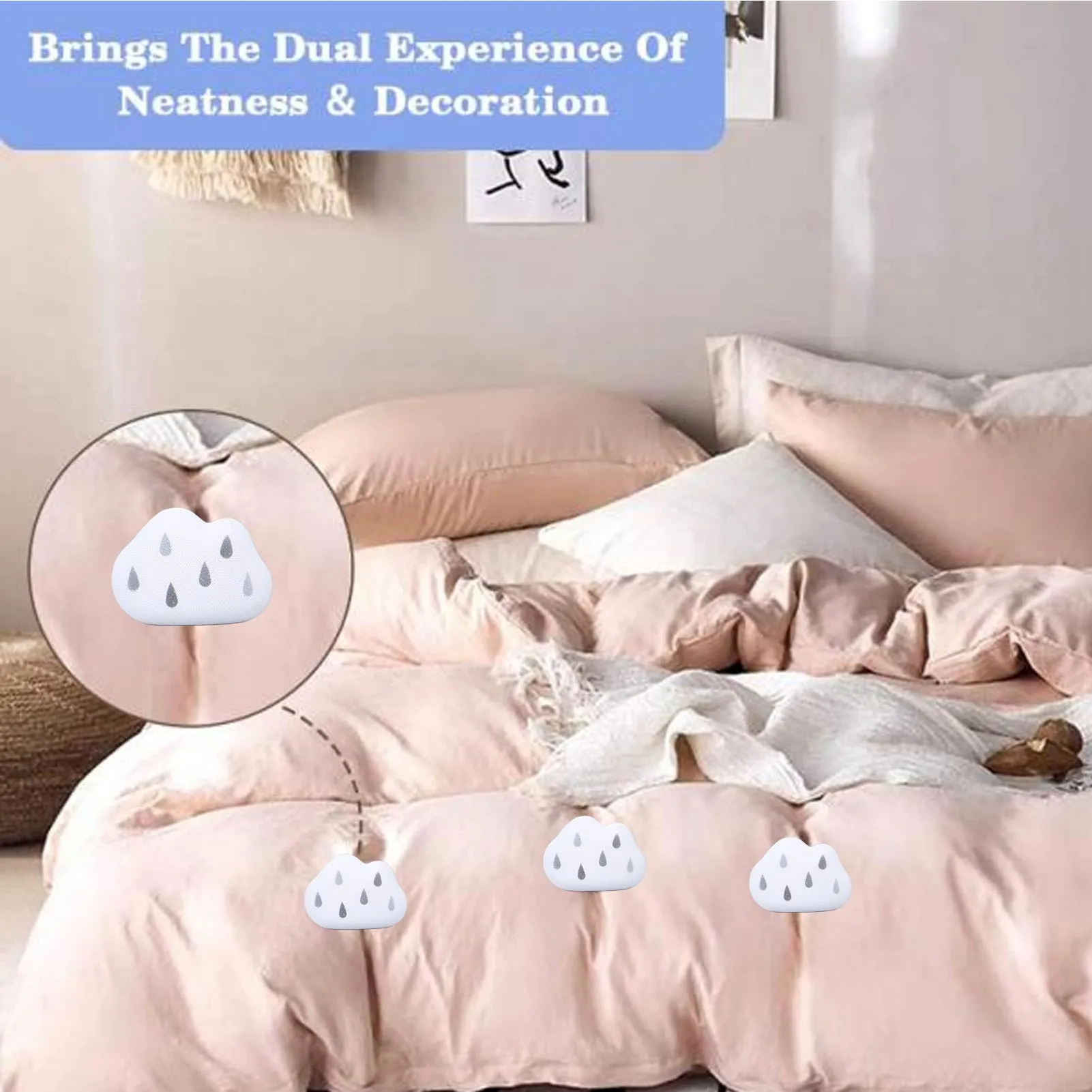 16pcs Duvet Pin Prevent Quilt Shifting Detachable Cloud Shape Comforter Button Clips For Quilt Cushions Curtains Pink image 4