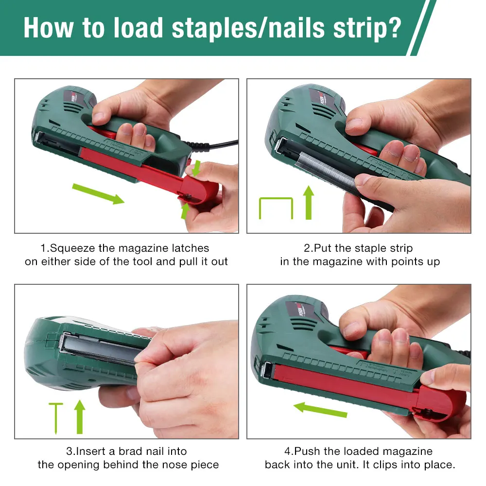 45W Corded Electric Taker With Free Nails and Staples, Used for Fastening Wood, Wire Netting, Felt, Cardboard and Fabric to Wood view 4
