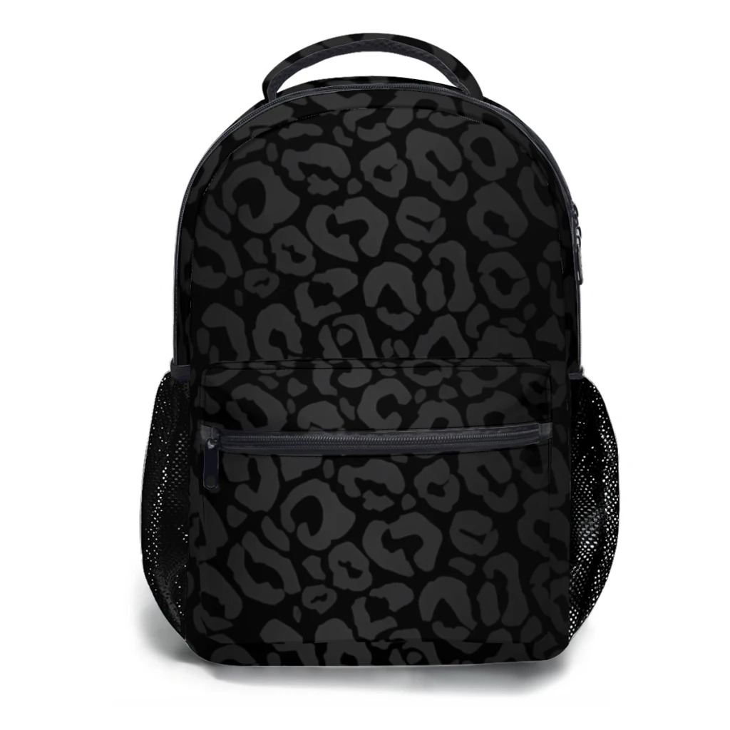 Mochila universitaria con estampado de leopardo negro para niñas, piel de guepardo, alta capacidad, impermeable, 17 pulgadas, nueva moda femenina ﻿ ﻿