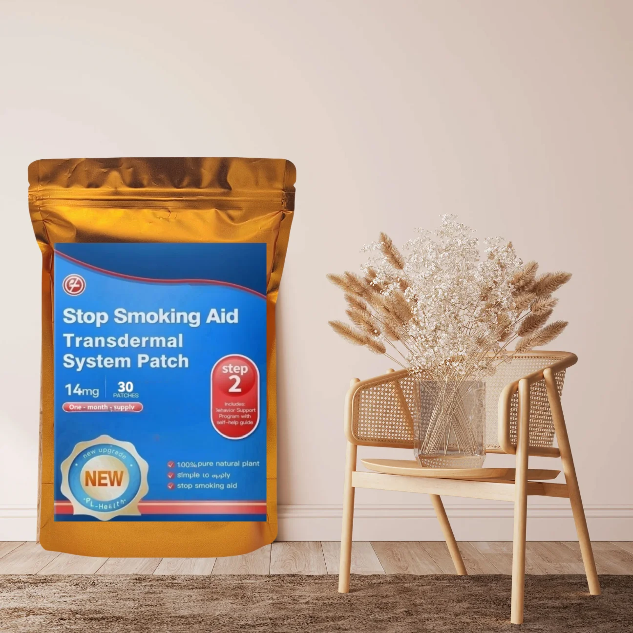 

Upgraded Stop Smoking Aid Transdermal System Patch Quit Smoking Patches Step 2-14 Mg Easy, Effective Reduce Cravings 30 Patches