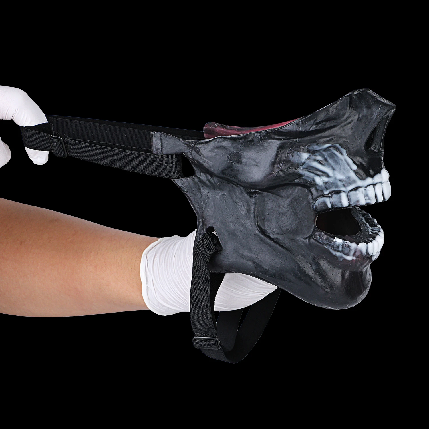 YOCY قناع غامض نصف وجه سائل سيليكون هيكل عظمي نمط الكبار فستان الحفلات تأثيري الكبار BDSM لعبة