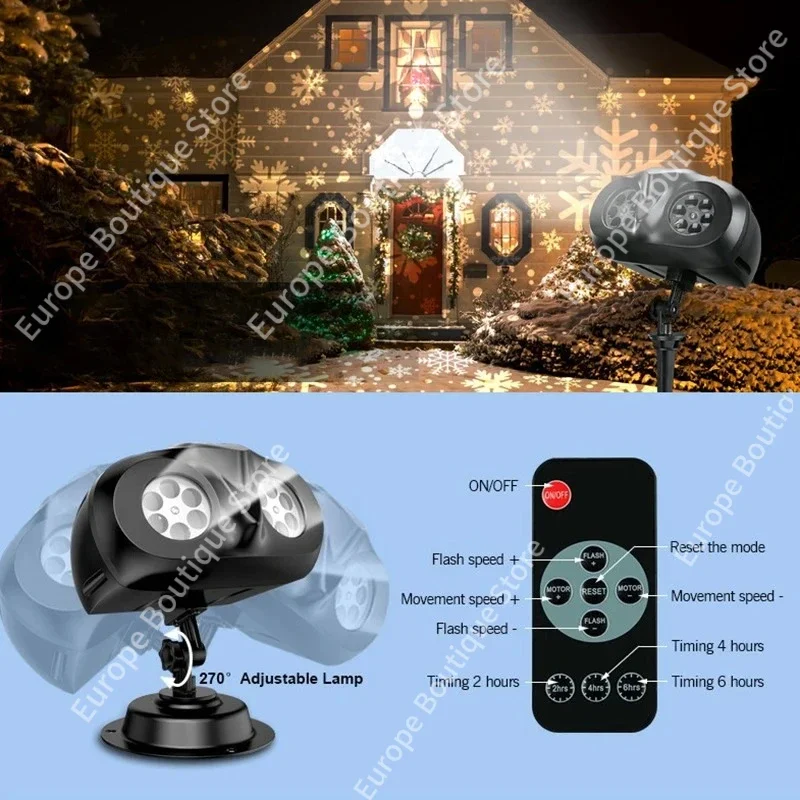 Luces de proyector de copo de nieve de Navidad resaltan la nieve LED dinámica caída de nieve de Navidad IP65 iluminación de foco de nevadas impermeable