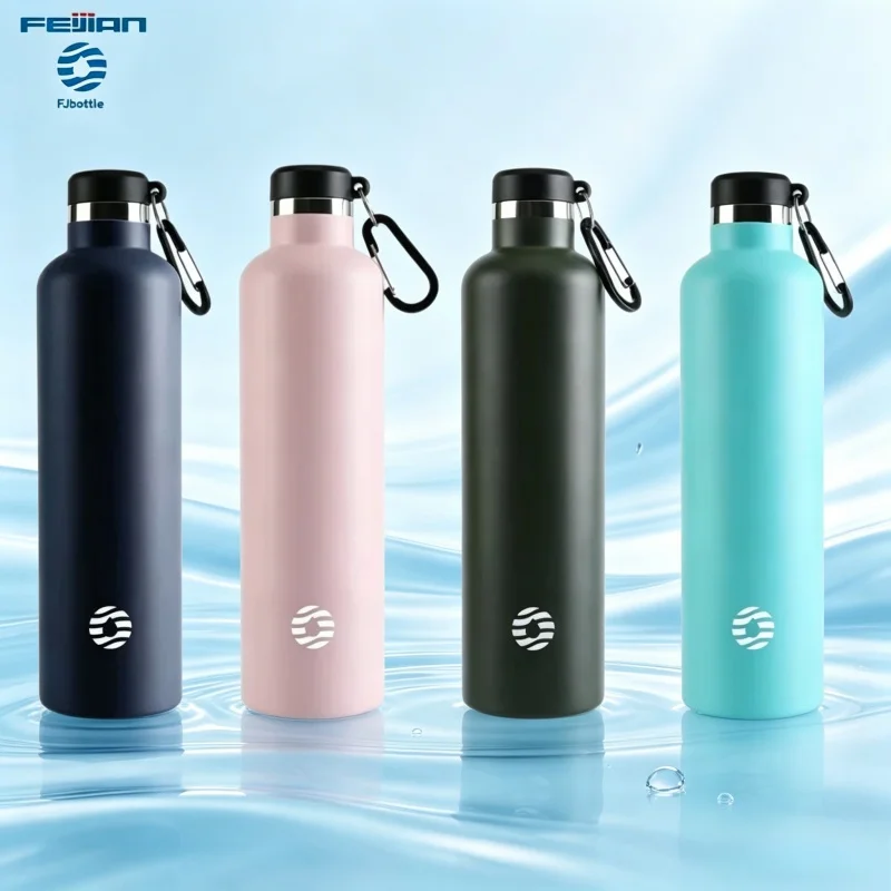 Fjbottle 1L Thermos Cup Stainless Steel Vacuum Flasks with Cup Sleeve＆Carrying Loop Keep Hot＆Cold Sport Kettle for Travel/Hiking
