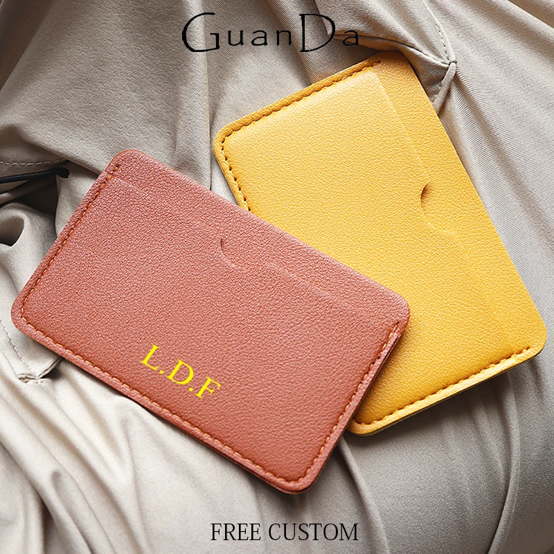 Tarjetero de Cuero PU Personalizado con Nombre, Logotipo de Empresa, Monograma, Cartera Delgada para Tarjetas, Porta Tarjetas de Identificación, Porta Tarjetas de Autobús, Regalo