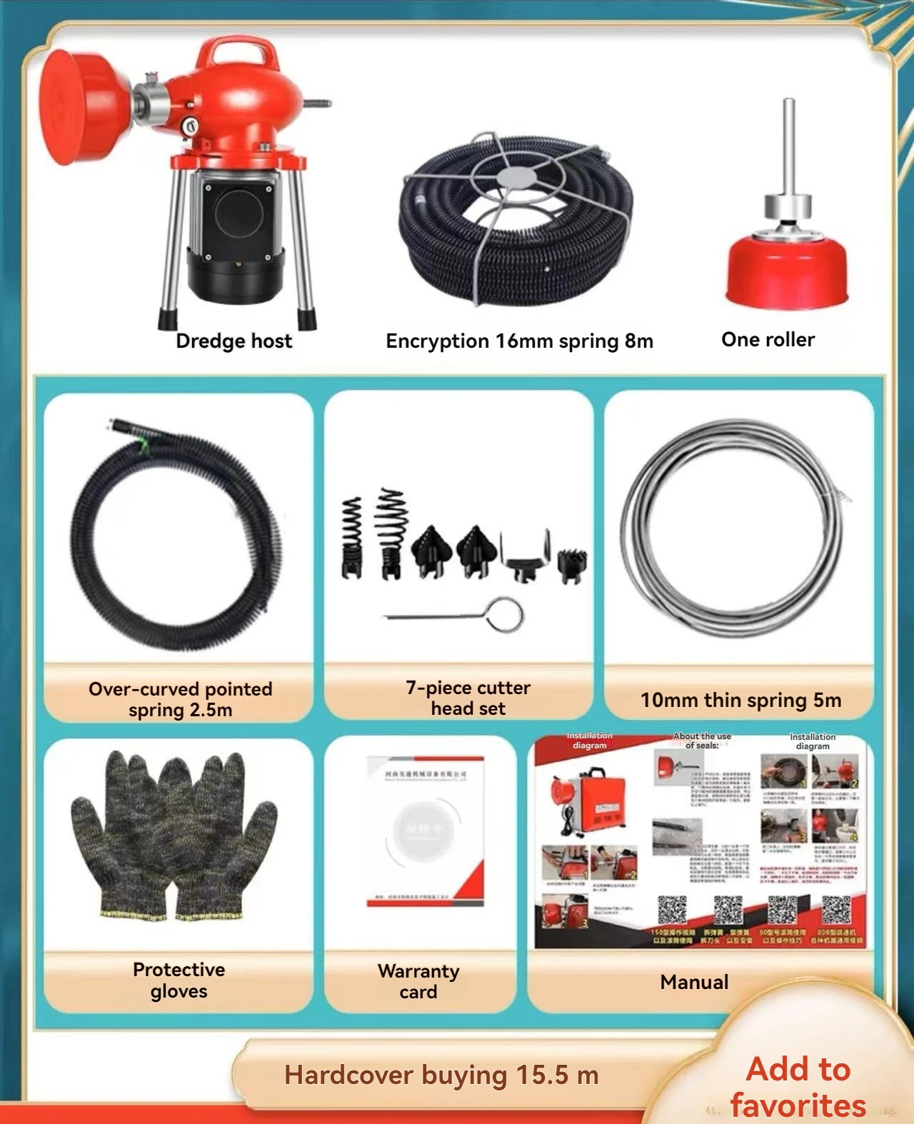 220V Electric Pipe Dredging Sewer Tools for Unclogging Pipes Professional Clear Toilet Blockage Drain Cleaning Machine