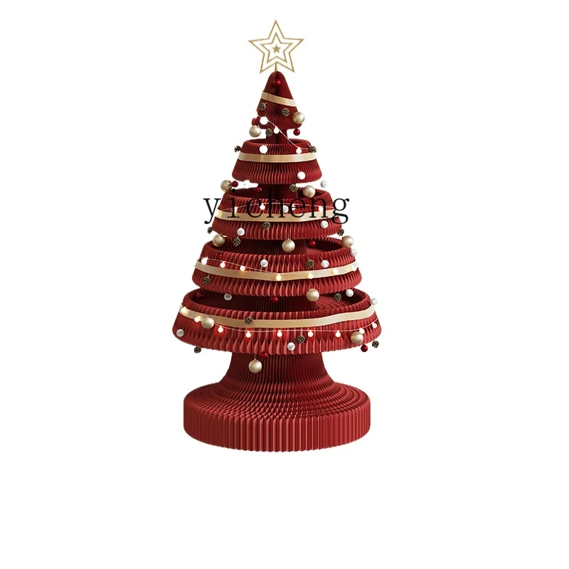 

TQH Christmas tree ornament ornament creative home Christmas light tree folding desktop layout props