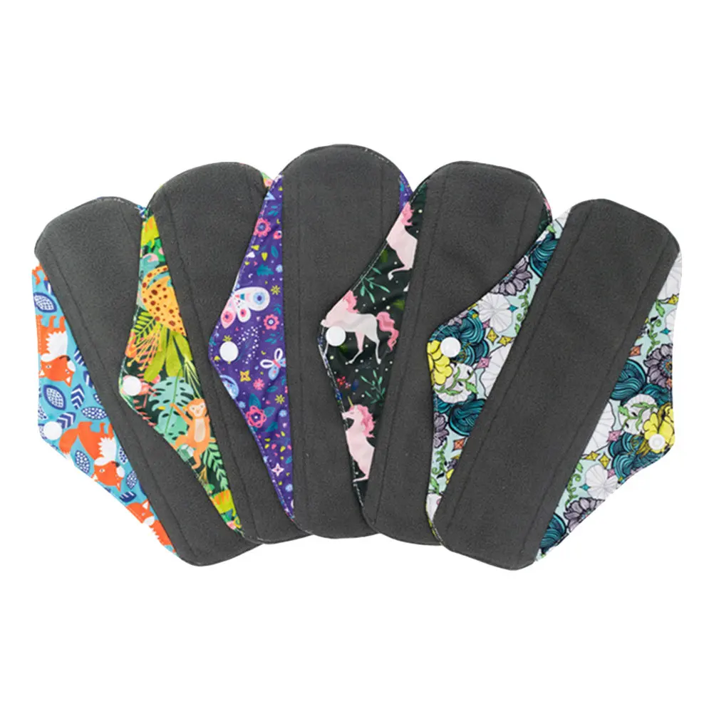

5 pcs Bamboo Charcoal Sanitary Pads Folding Menstrual Napkins Reusable Women Health Eco Friendly XWG01 XWG03 XWG05 XWG06 XWG07 M