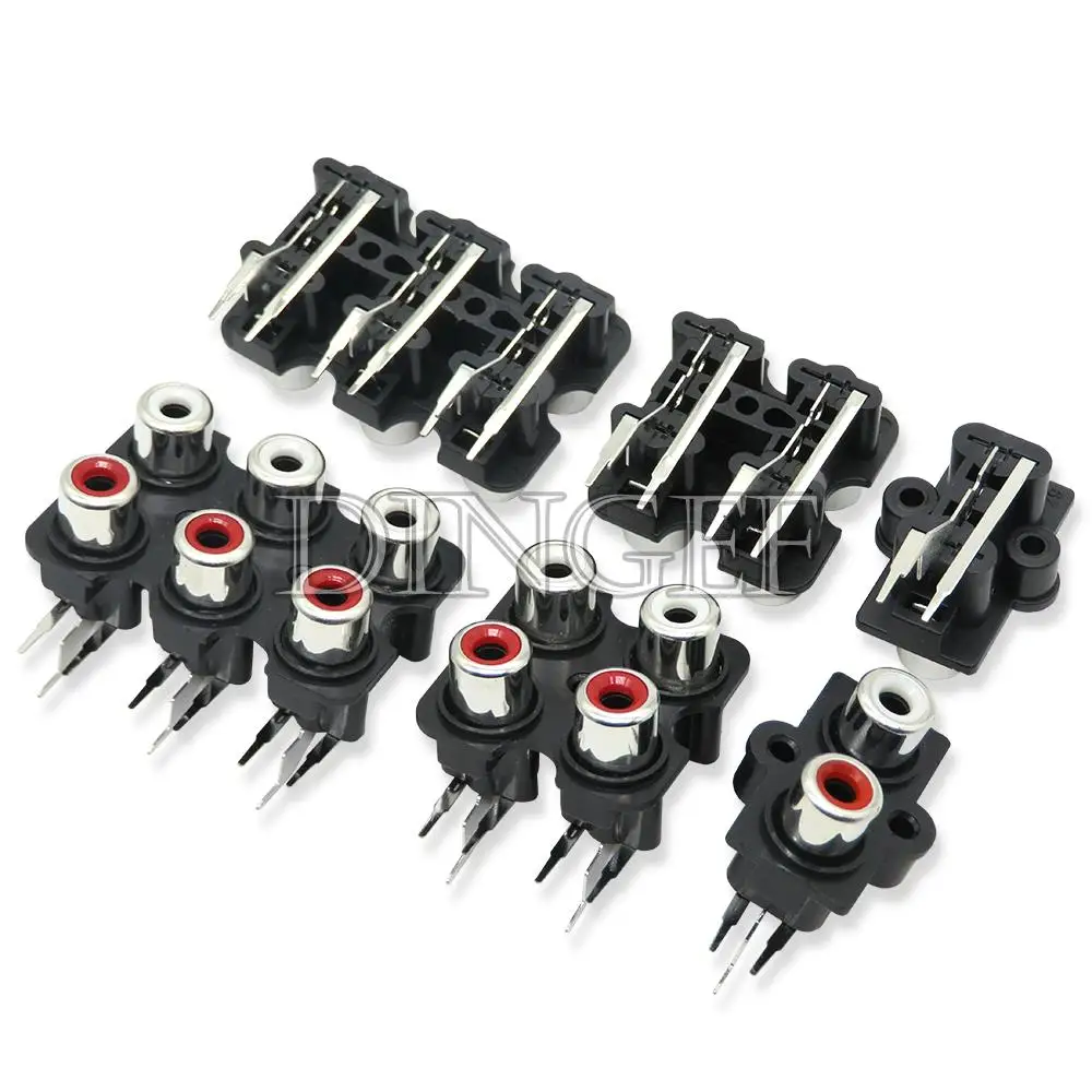 5PCS 2/4/6 Hole RCA Female Stereo Audio Jack AV Audio Input Socket Connector Lotus Row Amplifier Interface Signal Connection