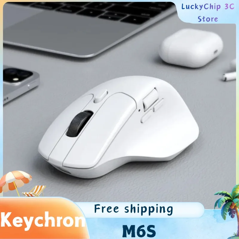 Keychron M6S Wireless 8K Gaming Mouse 2.4G Bluetooth 3395 Ergonomic Wired Esports Gaming Lightweight Mouse FPS PC Office