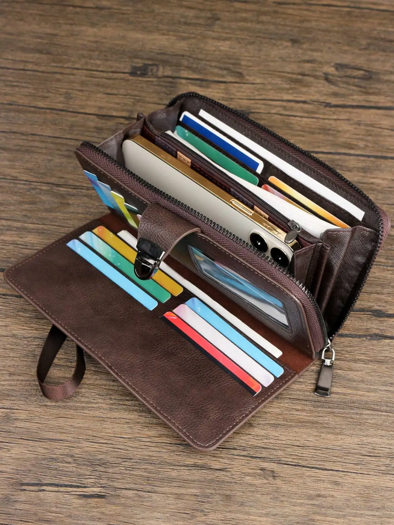 

HOVI'S Fashionable And Simple Black Business Portable Card Organizer With Large Capacity For Cards Mobiles And Cash Men's Wallet For Men Wallet Purse Wallet Long Wallet Wristlet Wallet