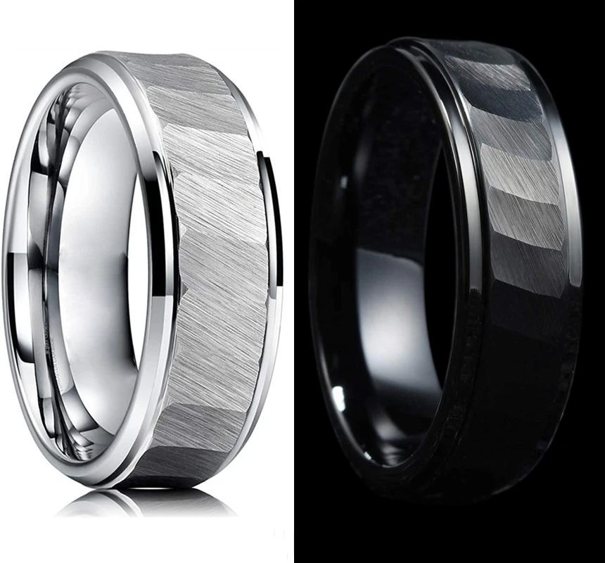 2025 Punk Geometric Silver/Black Color Men Rings Anniversary Party Gift Fashion Stainless Steel Rings for Men Accessorries