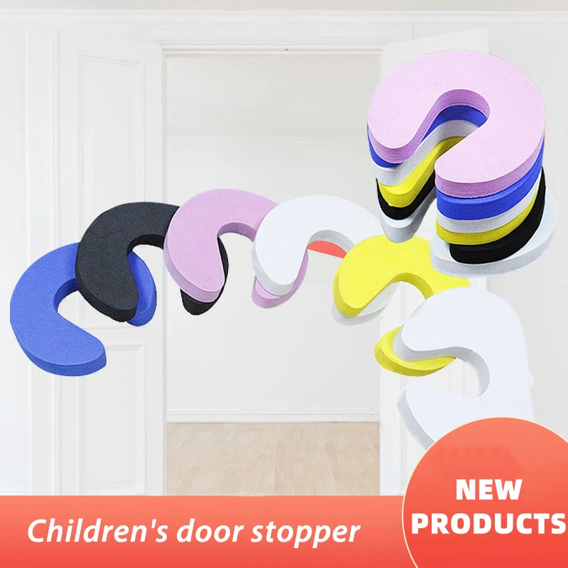 5PCS EVA C Shape Security Cabinet Locks Door Clip Baby Safety Locks Children Protection Kids Finger Safe Foam Door Stopper