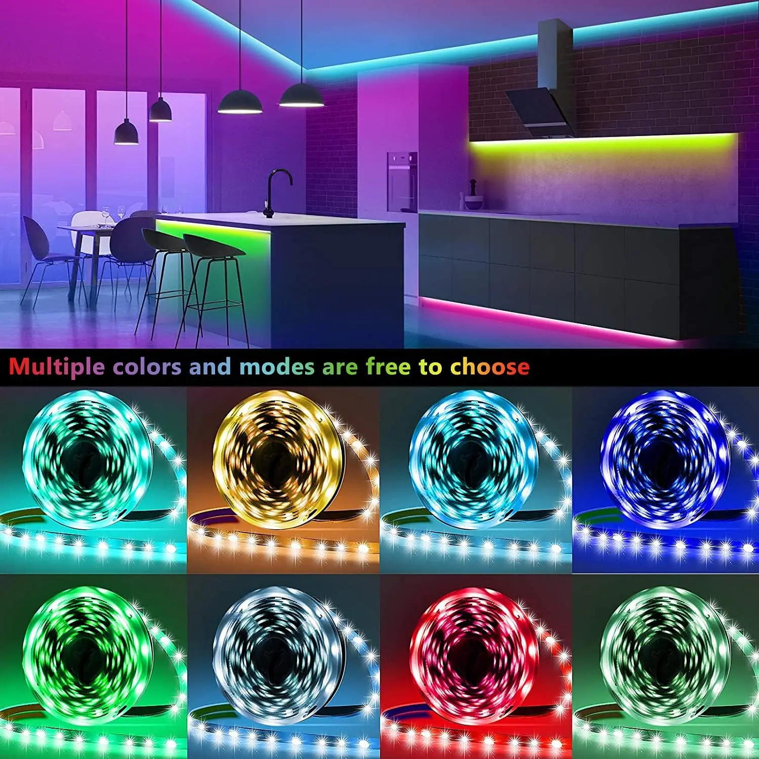 

Keepsmile 40M LED Strip lights Bluetooth App+Remote control pane5050 RGB power supply tape diode LED neon night light US Plug